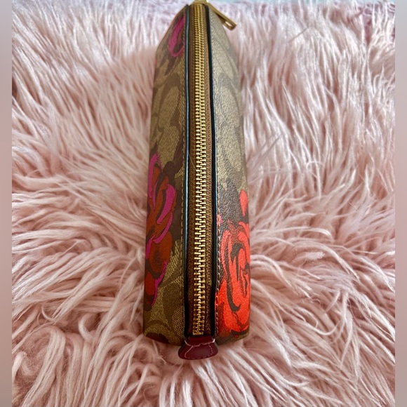 NEW Coach Jumbo Floral Khaki Multi Coated Canvas Pencil Case Makeup Bag - Picture 3 of 16